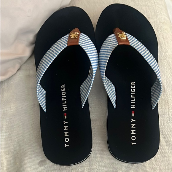 Tommy Hilfiger Shoes - Tommy Hilfiger Black and Blue Flip Flops